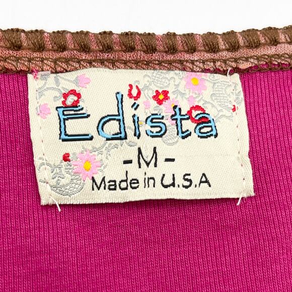 Edista Women Y2K Top Size M Lace Sequin Boho Fairy Grunge Babydoll Phoebe Retro - Picture 6 of 9